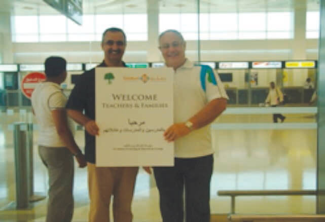 International teachers plus welcome teachers in airport